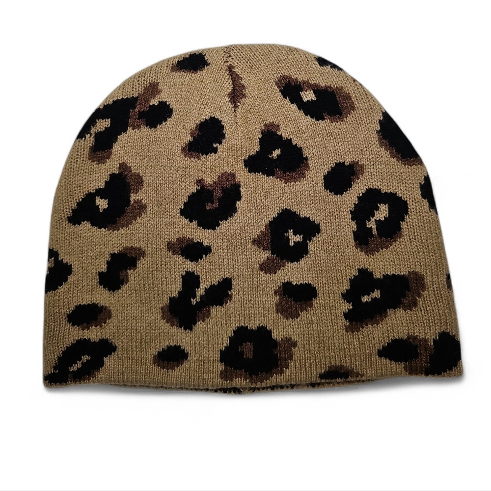 Madewell Leopard Print Knit Beanie | Tan & Black
